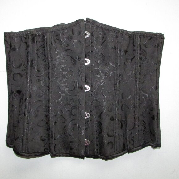 Black Heavy Jacquard Underbust Waist Cincher Corset - NEW - Picture 4 of 10